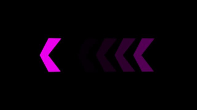 Fast forward white symbols icon symbol animation on black background. Fast forward sign moving right to left a arrow icon.4k animation