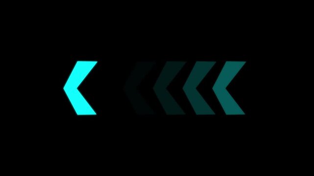 Fast forward white symbols icon symbol animation on black background. Fast forward sign moving right to left a arrow icon.4k animation