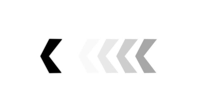 Fast forward white symbols icon symbol animation on black background. Fast forward sign moving right to left a arrow icon.4k animation