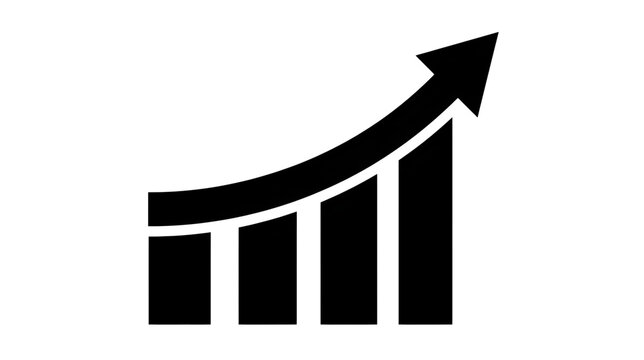 A growing trend or increasing graph with an upward arrow on a transparent background