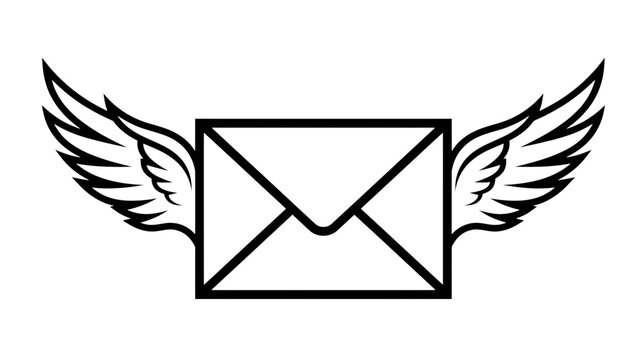Winged envelope icon with transparent background PNG