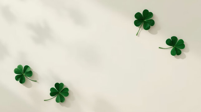 Four leaf clover on light background creates festive botanical design