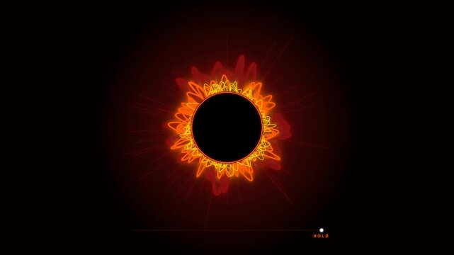 Solar Eclipse Flame Corona Box Breathing Animated Loop for Vitality and Mindfulness
