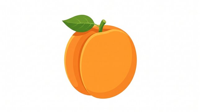 Fresh ripe peach fruit with green leaf vector graphic on isolated background