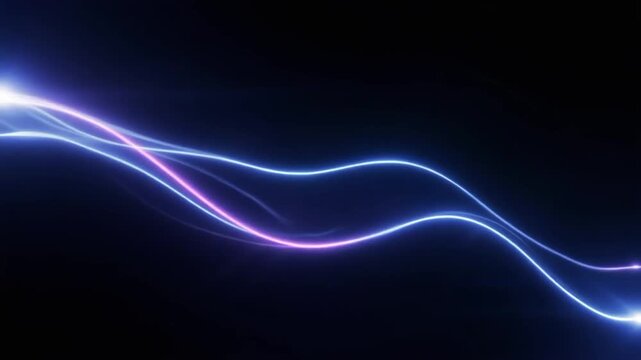 Abstract Blue and Purple Neon Light Streaks Flowing on Dark Background Dynamic Energy Waves