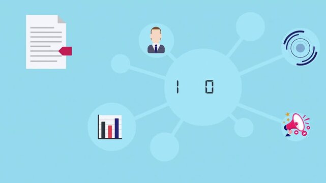 Digital Infographic Dashboard with Network Connecting Icons 2D Animation