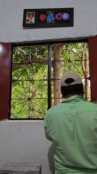 Painting Window Frame Corners With Small Paintbrush Detail
