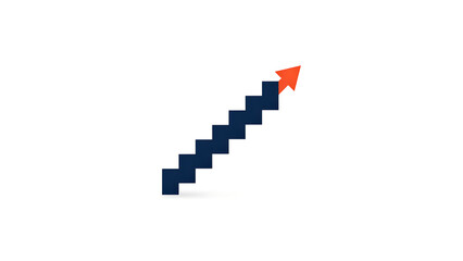 Obraz premium Red Upward Arrow on White Background 3D Business Growth Concept for Success, Finance, Graph, Stairs, Achievement, Progress, Direction and Corporate Development