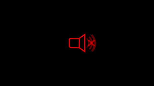 No allowed sound sign animation with transparent background with alpha channel, mute icon showing volume symbol with prohibition sign.
