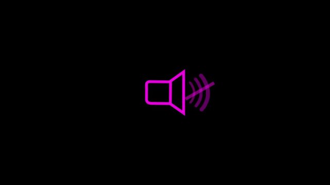 No allowed sound sign animation with transparent background with alpha channel, mute icon showing volume symbol with prohibition sign.