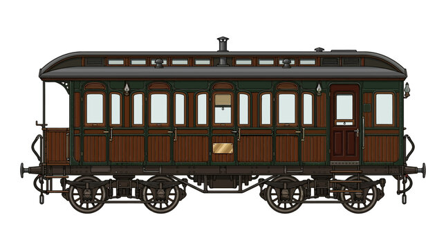 old train isolated on whiteVintage_railway_carriage_illustr 