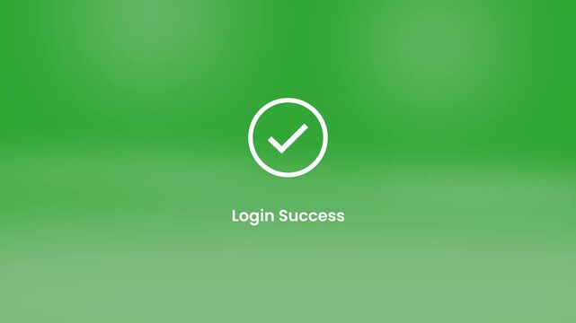 Secure account login success concept. Login success with loading circle and Loading circle with checkmark icon on green background