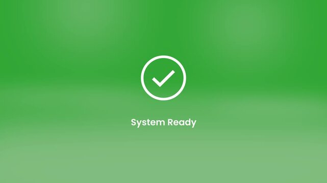 System Approval Animation concept. More secure and Loading circle with checkmark icon on green background