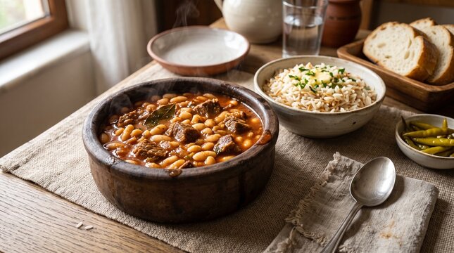Traditional Turkish Kuru Fasulye White Bean Stew