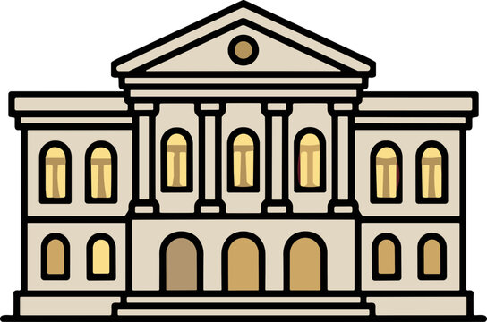 Classical Government Building Facade with Columns and Arched Windows