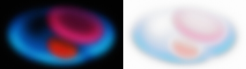 Fototapeta premium Abstract blurry color gradients with pink, red, and blue glowing shapes on black and transparent backgrounds