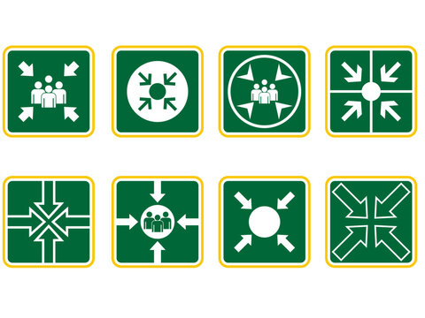 Assembly Point Emergency Safety Sign Vector Set Collection