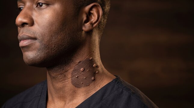 Profile of African American Man with Keloid Scars on Neck