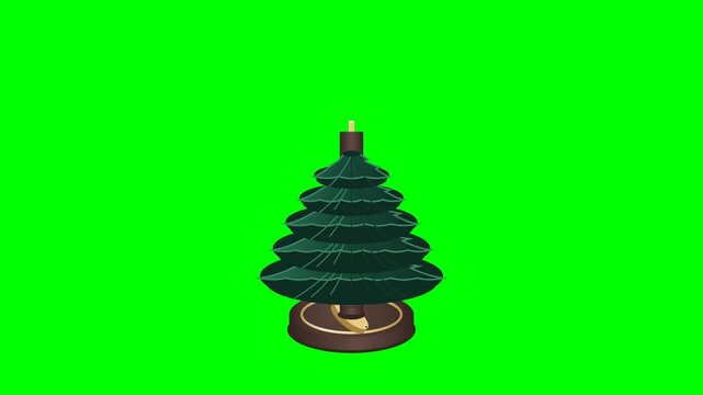 Premium 4K 2.5D green screen microstock animation visualizing the step-by-step physical assembly of an engineered holiday Christmas tree 