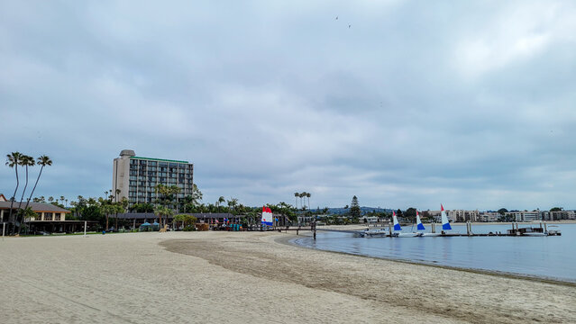 Crowded with Hotels and Vacation Rental Houses Sail Bay Shoreline, San Diego, CA