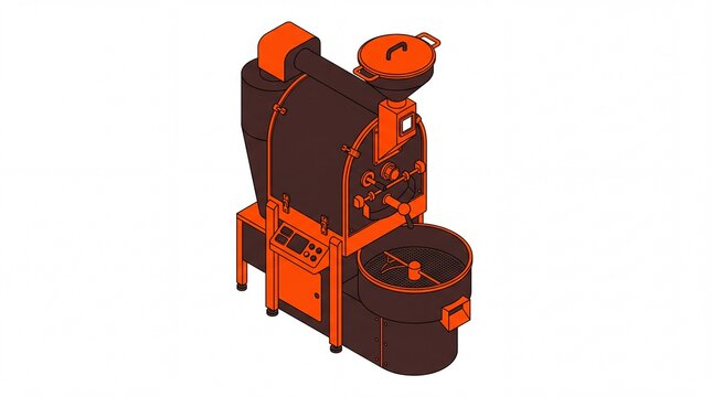 Coffe botlle vektor isometric coffee roaster machine illustration
