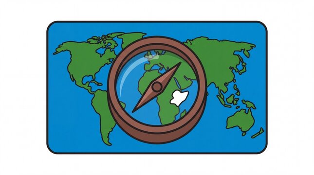 Word map globe vektor graphic with travel navigation compass