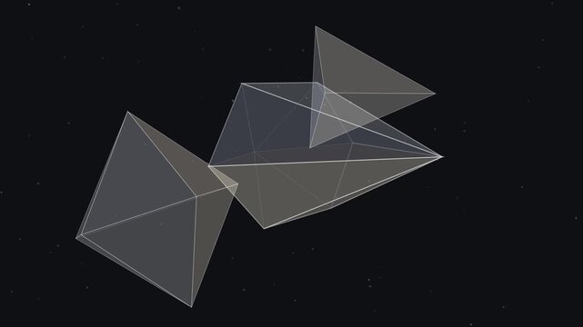 geometric shapes floating in space with intersecting planes