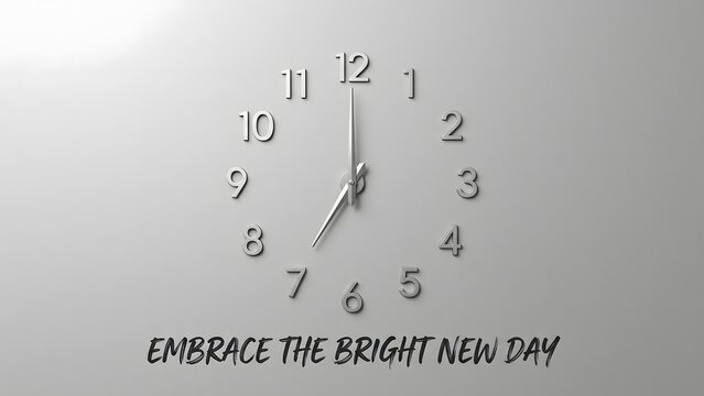 Minimalist wall clock showing seven oclock with motivational quote text below.