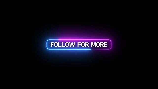 Follow for more text in glowing neon box animation. Follow for more text concept on black background.