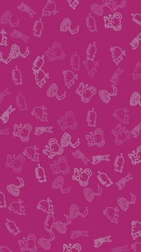 Koala bear pattern with white icons on a magenta background, perfect for textiles, stationery, and childrens products.