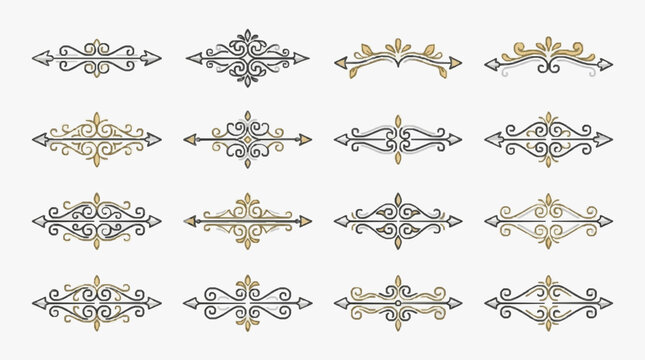 Elegant Gold and Black Ornamental Arrow Decorative Borders for Design Projects