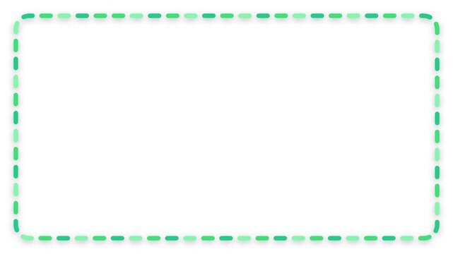 Animated Emerald Green Dashed Line Border Loop with White Background