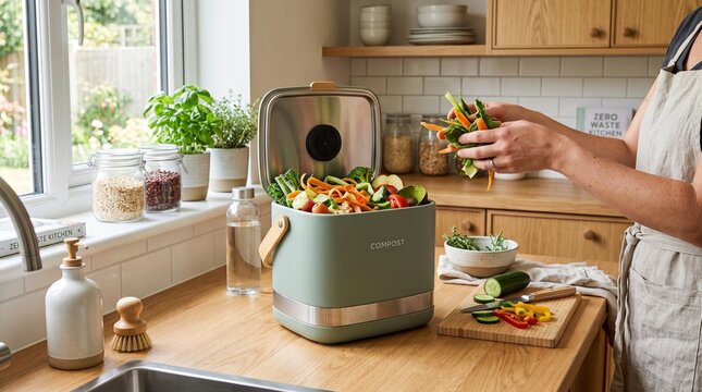Countertop composter with vegeta