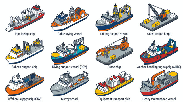 Diverse Fleet of Specialized Offshore Marine Vessels for Oil Gas and Construction Industries