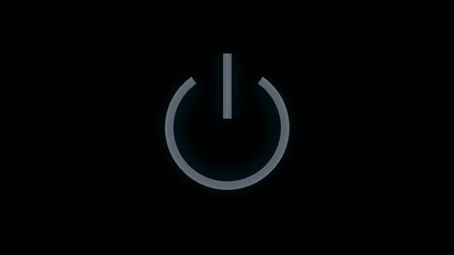 Glowing Neon Power Button Icon Animation for Startup and Shutdown