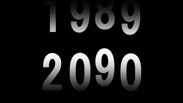 Analog counter counting up from 1950 to 2019 background. Time-lapse speed. Happy new year eve number counter. 4K footage motion graphic video rendering white text.