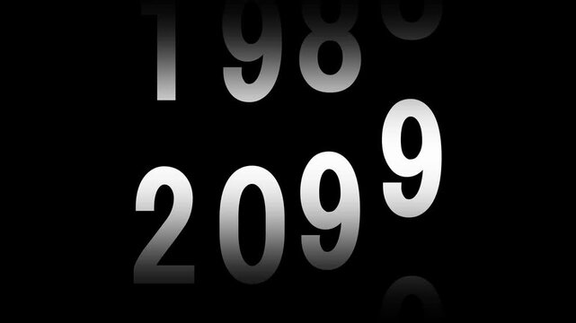 Analog counter counting up from 1950 to 2018 background. Time-lapse speed. Happy new year eve number counter. 4K footage motion graphic video rendering white text.