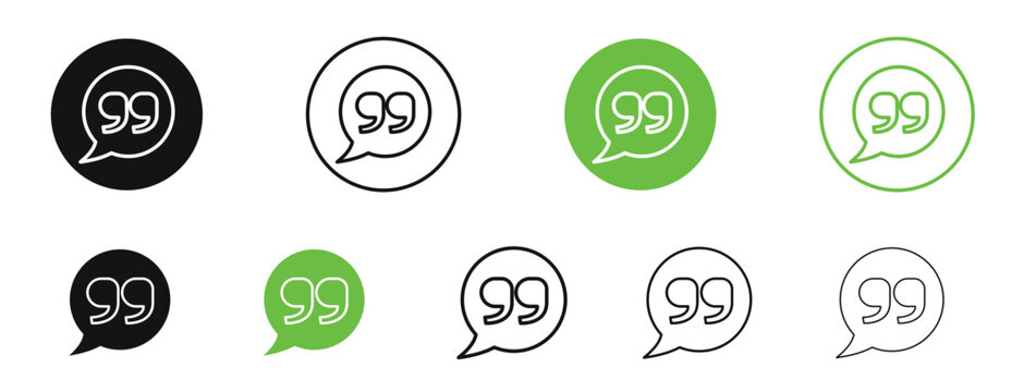 Comment quote icon flat outline in black