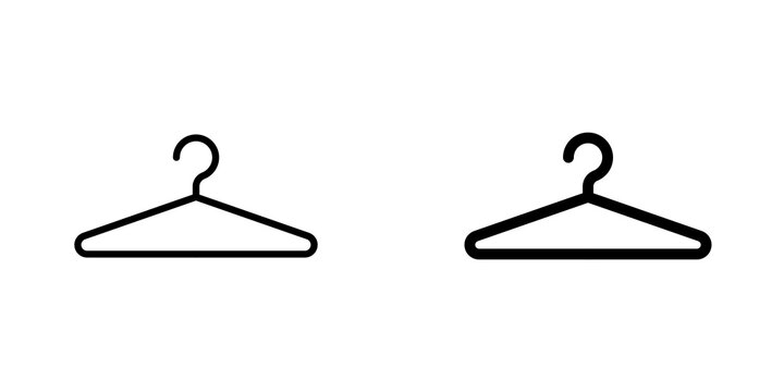 Clothes hanger icon flat outline in black