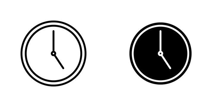 Clock-five icon flat outline in black