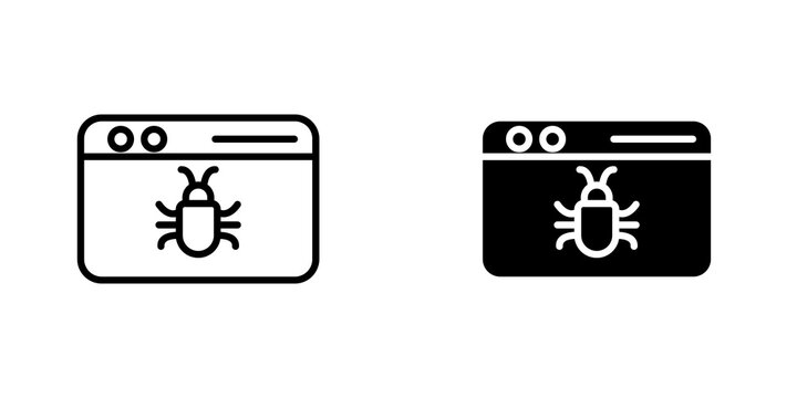 Bug icon flat outline in black