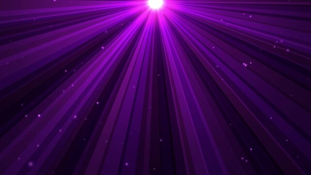 Abstract glowing purple light rays with sparkling particles emanating from above