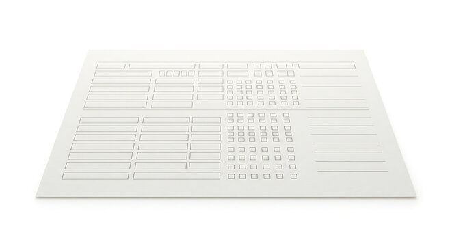 A single blank civic registration form with abstract fields and checkboxes but no readable personal information