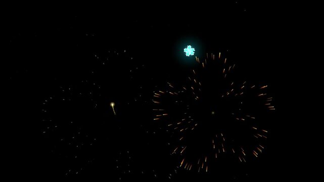 Brightly colored fireworks exploding in the dark night sky during a celebration