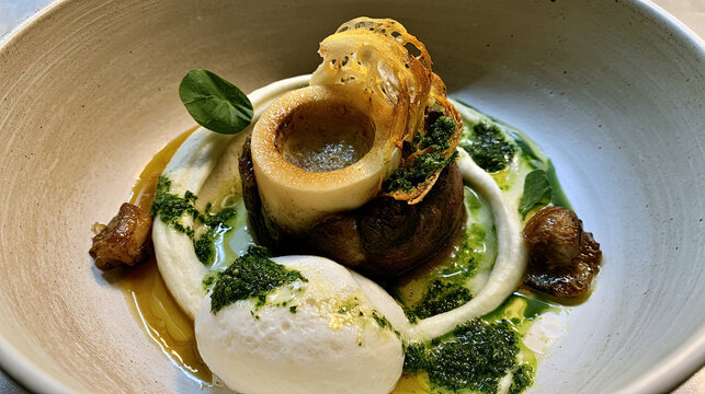 transparency osso buco with marrow and gremolata on a cohesive background