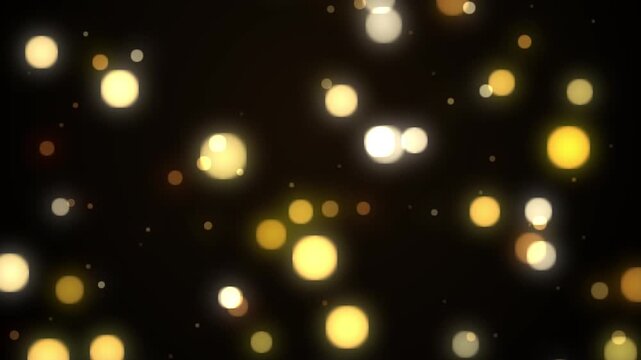 Golden bokeh light particles rising slowly on a dark background, seamless loop