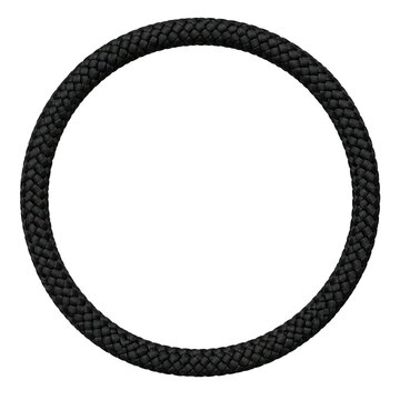 Black braided rope circle isolated for design and craft projects