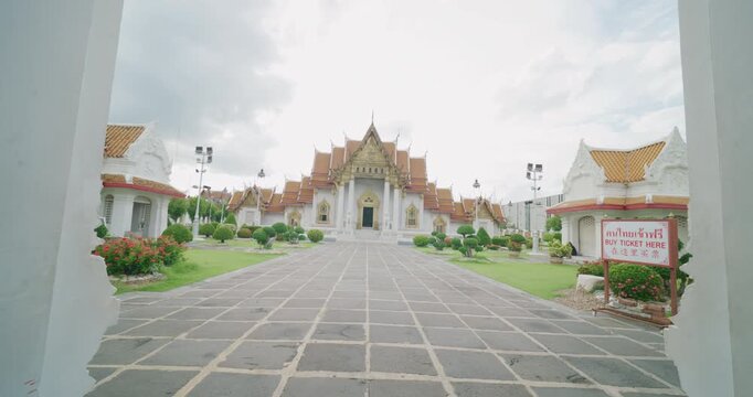 Wat benchamabophit marble temple sunset light sightseeing travel in Bangkok Thailand
