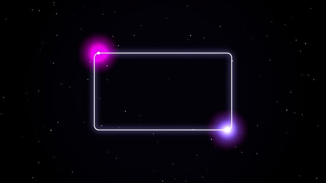 Glowing Neon Rectangle Frame with Pink Purple Light Nodes