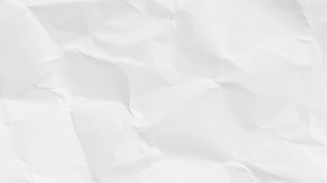 Subtle crumpled white paper stop motion background texture. Animated HD crinkled Paper Texture background. White crumpled paper texture stop motion background creasing 